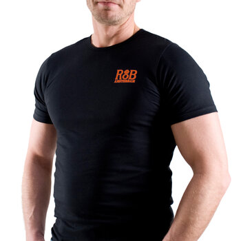 RoB Amsterdam T-shirt schwarz mit orangefarbenem Logo