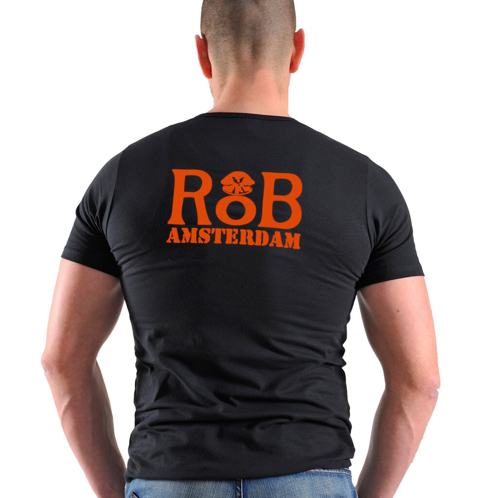 RoB Amsterdam T-shirt schwarz mit orangefarbenem Logo