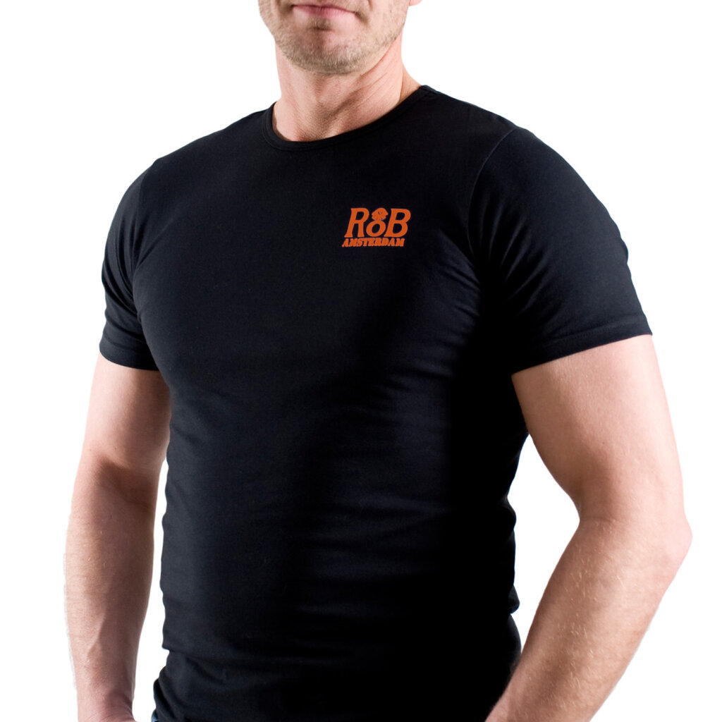 RoB Amsterdam T-Shirt Schwarzes/Orangem, mit Logo auf der Vorderseite
