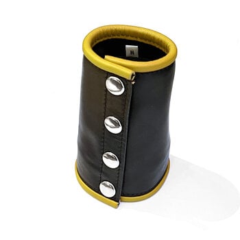 RoB Leather gauntlet wrist wallet with yellow piping