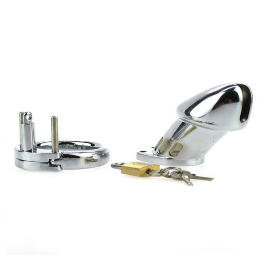 Chastity cage with steel padlock