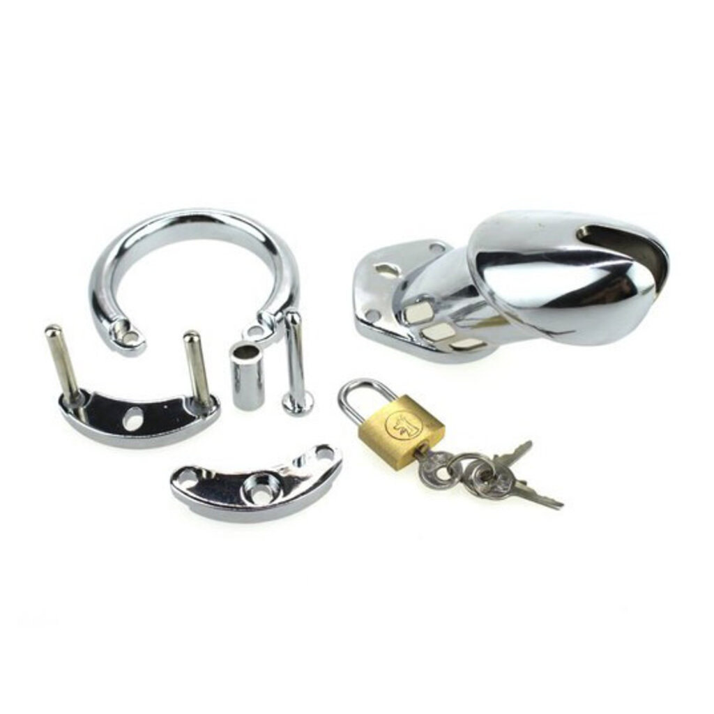 Chastity cage with steel padlock