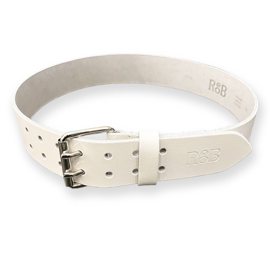 RoB Leather belt 5 cm with double buckle whitet