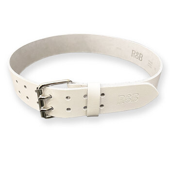 RoB Leren riem 5 cm met dubbele gesp wit