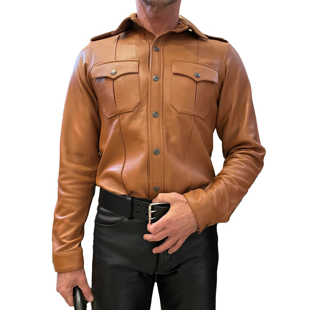 RoB Stallion Leather Police Shirt Light brown - Long sleeved