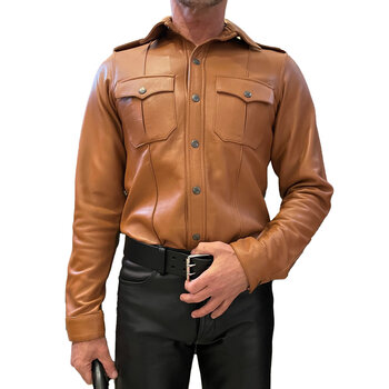 RoB Stallion Leather Police Shirt Light brown - Long sleeved