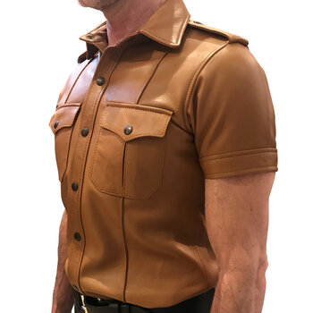 RoB Stallion Zacht Leren Politie Shirt Licht bruin