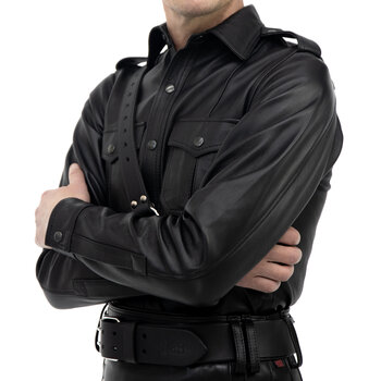 RoB Polizeihemd aus weichem Leder, mit langen Ärmeln