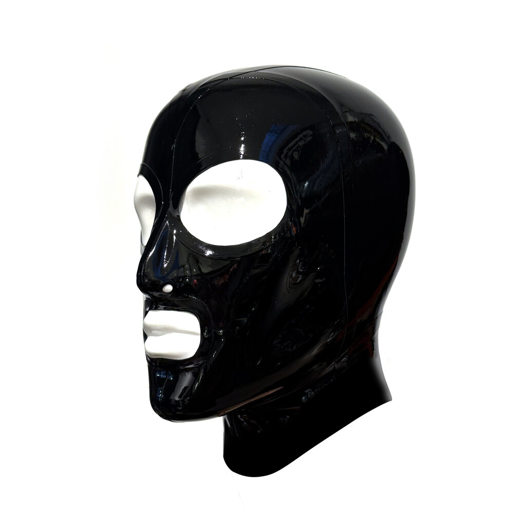 RoB Rubber hood, 4 panels, back-zip, open eyes and mouth