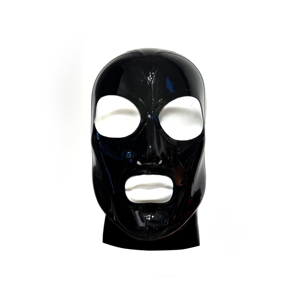 RoB Rubber hood, 4 panels, back-zip, open eyes and mouth