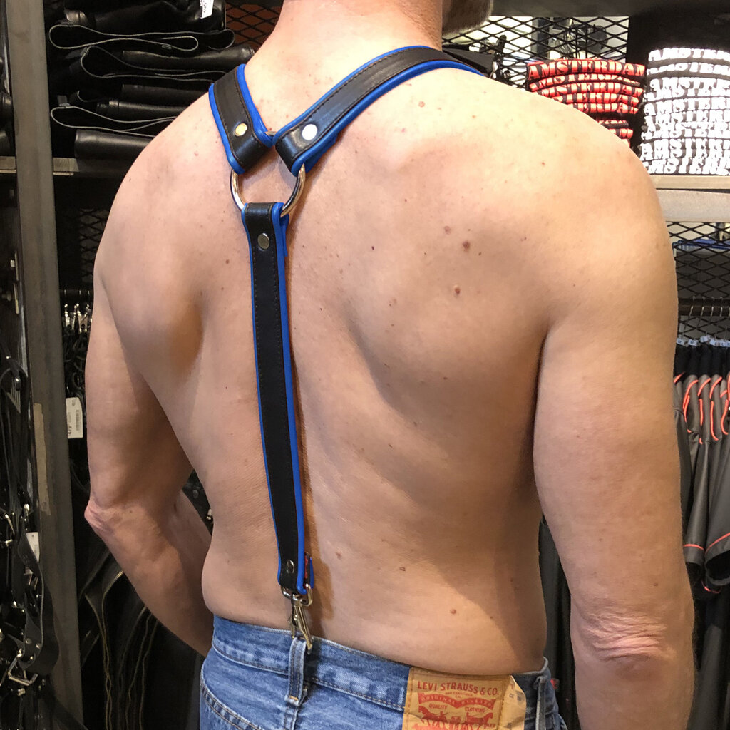 RoB Leder Hosenträger 3,1 cm breit mit Clip und farbigem Rand