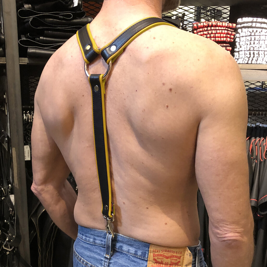 RoB Leder Hosenträger 3,1 cm breit mit Clip und farbigem Rand