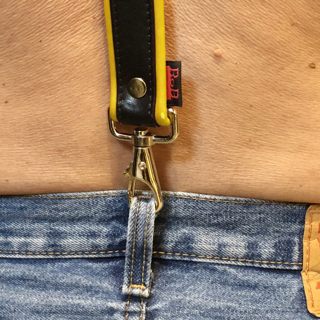RoB Leder Hosenträger 3,1 cm breit mit Clip und farbigem Rand