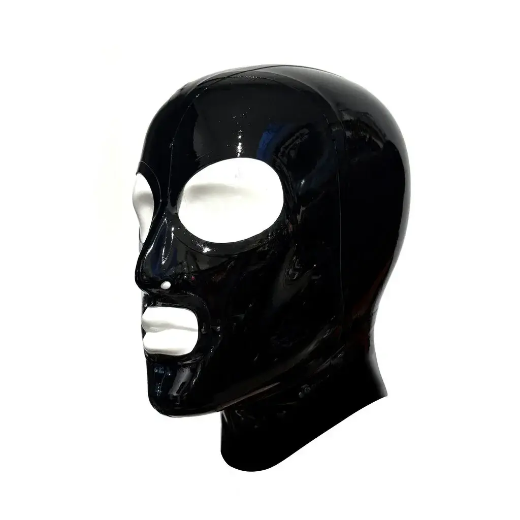 RoB Rubber hood, 4 panels, back-zip, open eyes and mouth