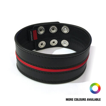 RoB Leren brede Bicep-band met gekleurde streep