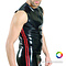 RoB Rubber sleeveless shirt with front zip and  colored stripes