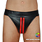 RoB Leren jockstrap met rits en gekleurde strepen