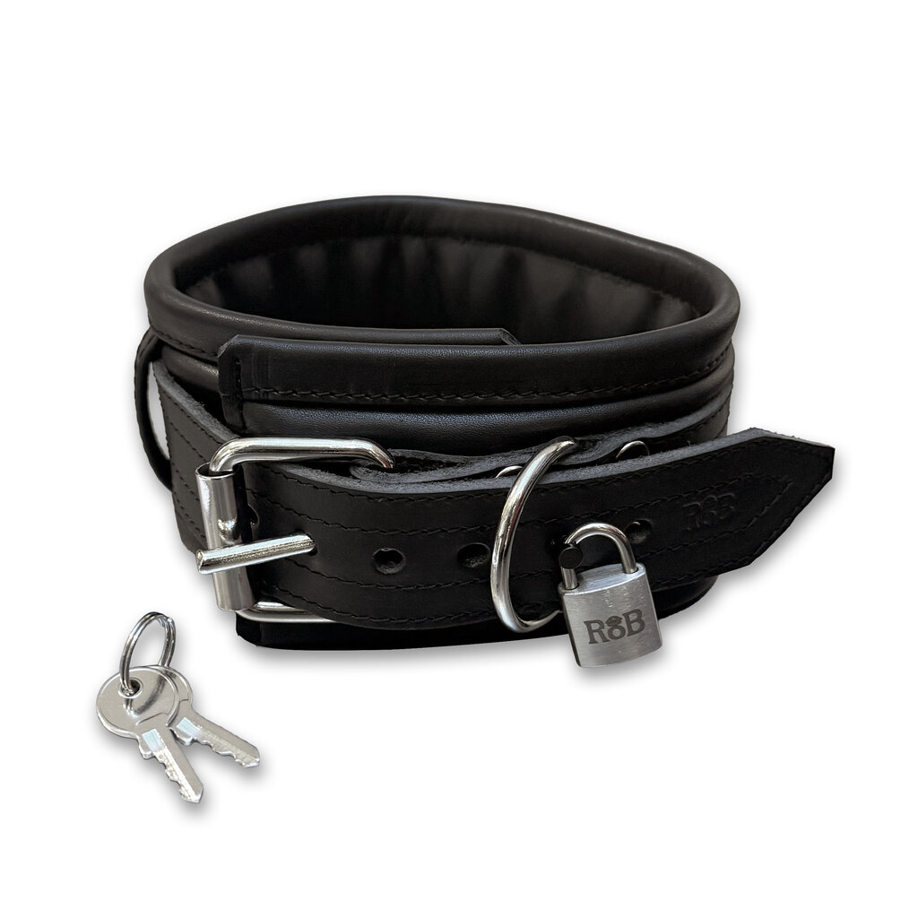 RoB Master's Choice Leder Sklavenhalsband, Weiche Polsterung - Abschließbar