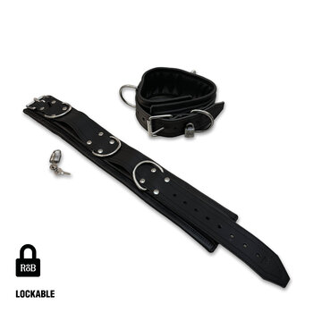 RoB Leather Thigh Restraints, Soft Padding - Lockable