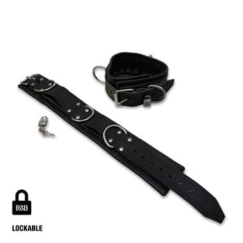 RoB Master's Choice Leather Thigh Restraints, Soft Padding - Lockable