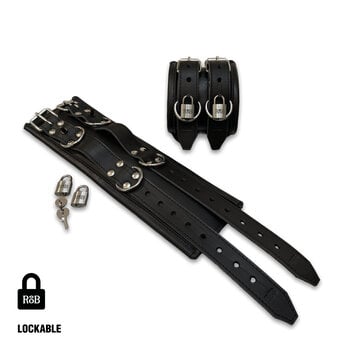 RoB Master's Choice Leather Ankle Restraints, Double Strap, Soft Padding - Lockable