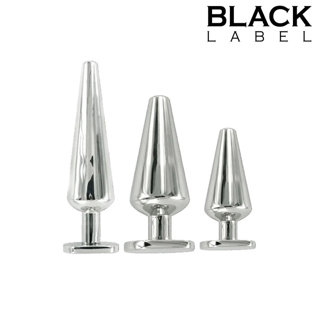 Black Label Stainless Steel Butt Plug Large - 152 x 38 mm.