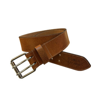 RoB Stallion Leather belt 5 cm double buckle brown