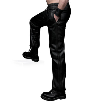 RoB Schwarze Trackpants aus weichem Leder mit schwarzen Streifen