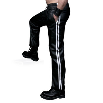 RoB Soft leather trackpants with colored stripes