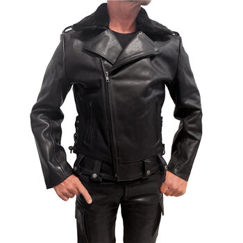 RoB Leather Jacket with Fleece Collar