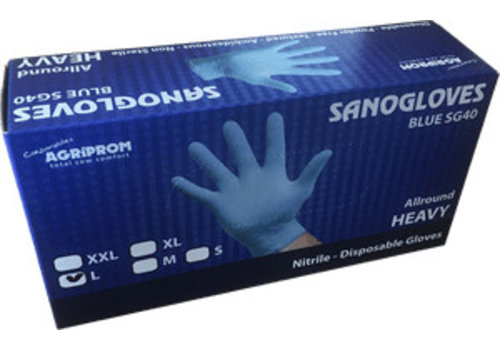 Sanogloves melkershandschoenen 4 mil - blauw 