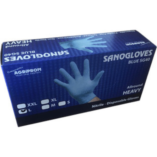 Sanogloves milking gloves 4 mil - blue 