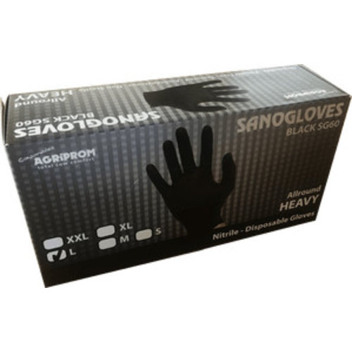 Sanogloves milking gloves 6 mil - black 