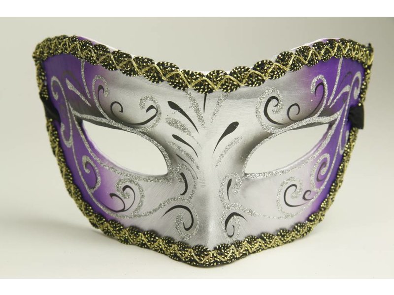 Venetian mask 'Magico' silver and purple