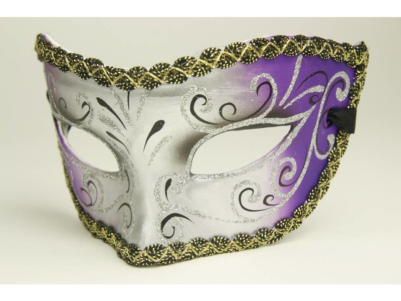 Venetian mask 'Magico' silver and purple