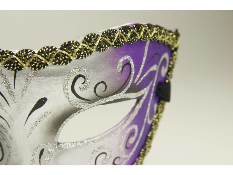Venetian mask 'Magico' silver and purple