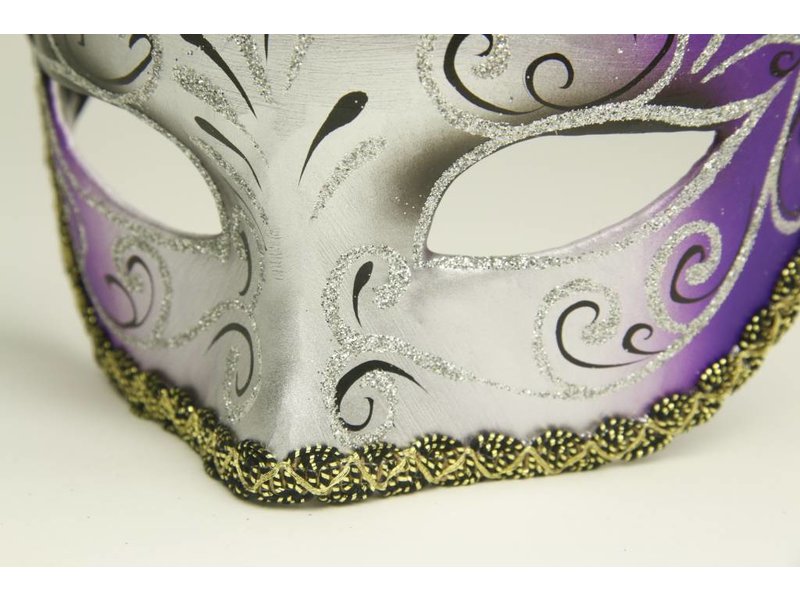 Maschera Veneziana 'Magico' viola e argento