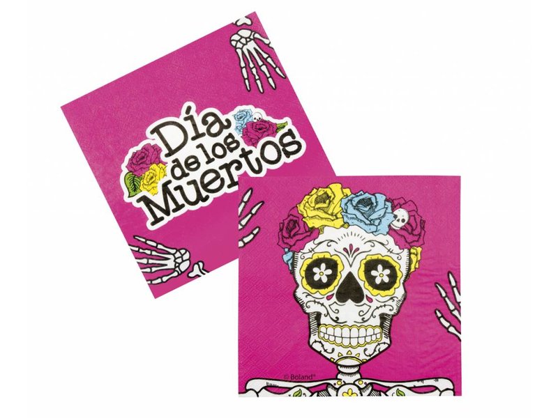 12 Serviettes de table - Jour des morts (33 x 33 cm) | Décoration Dia de los muertos