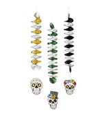 Set 3 Decoratiespiralen dubbelzijdig (60 cm) Day of the dead / Dia de los Muertos