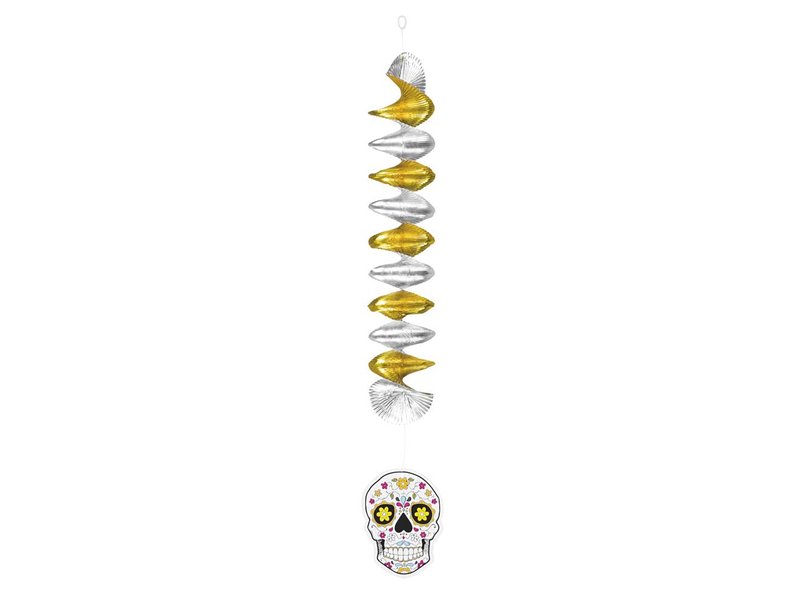 Festoni a spirale decorativi Dia de los Muertos (3 pz, 60 cm)