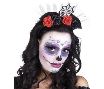 Couronne Fleur Dia De Los Muertos Serre-tête Dia De Los Muertos Tête De Mort Roses Tatouages Serre-tête Dia De Los Muertos - Accessoire Halloween Avec Tatouages - Style Crâne Et Roses Décorations