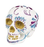 Sugar skull Glitter white (16x14 cm) Dia de los Muertos / Day of the dead decoration