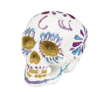 Teschio glitterato bianco (Dia de los Muertos)