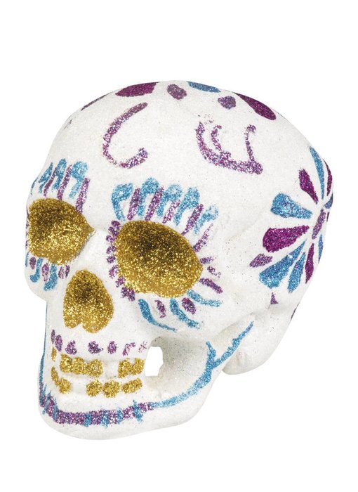 Teschio glitterato bianco (Dia de los Muertos)