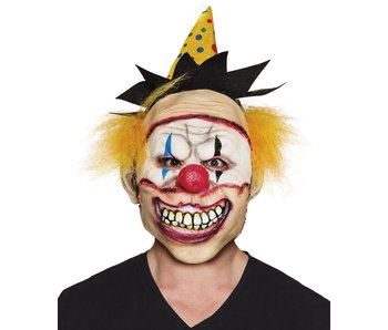 Masque de clown bizarre avec chapeau et cheveux