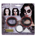 Make-up kit Day of the dead (including eye decoration, stickers and 20 gemstones)