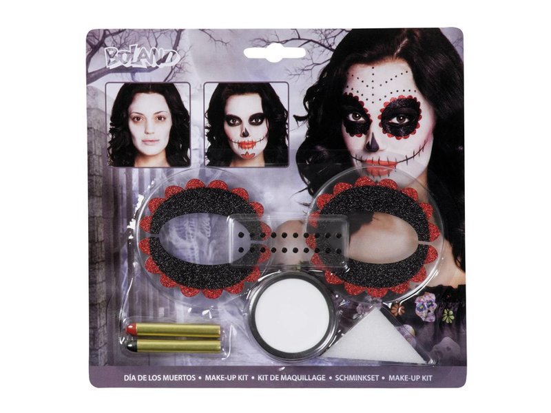 Make-up kit Day of the dead (including eye decoration, stickers and 20 gemstones)