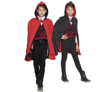 Cape enfant noir/rouge réversible (115 cm)