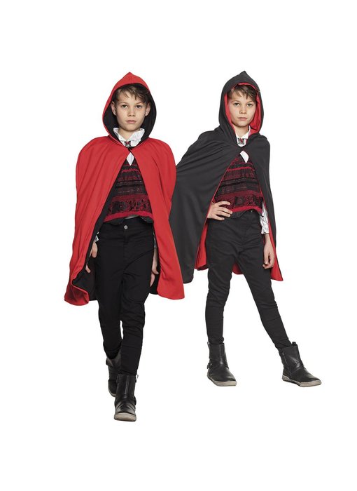 Cape enfant noir/rouge réversible (115 cm)