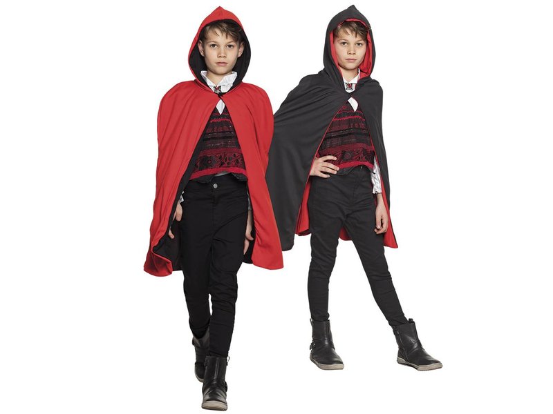 Cape kid black/red reversable (115 cm)